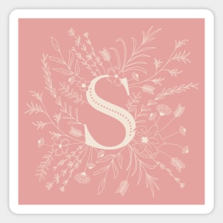 Botanical Letter S (Hibiscus Pink) Magnet